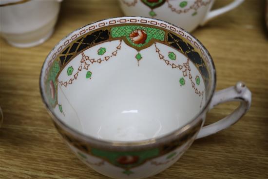 A group of assorted teawares including Victorian porcelain and Crown Derby